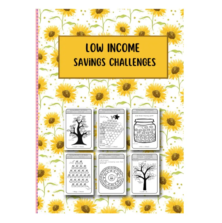 Low Income Savings Challenges: 120 Pages Tracker planner| $125, $250, $350, $500, $800,$1000,$2000, $5000, $10000 Paperback simple money Low Income