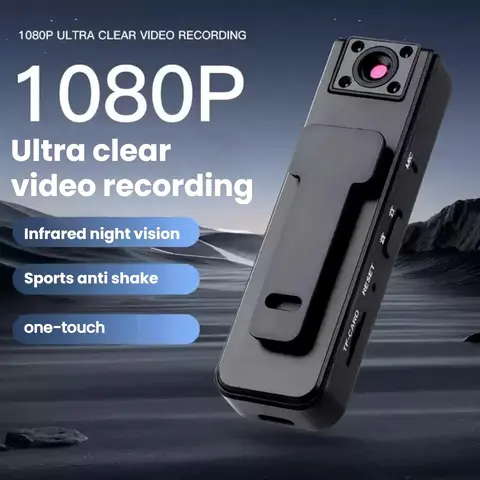 Wearable Body Worn Digital Camcorder - Portable Rechargeable Vlogging Gear, 16G SD Card, SD Slot, 1080p HD Audio-Video Recording, 180° Rotating Lens, Night Vision, Motion Detection, Loop Rec, Aerial Camera Compatibility, for Hiking, Surfing