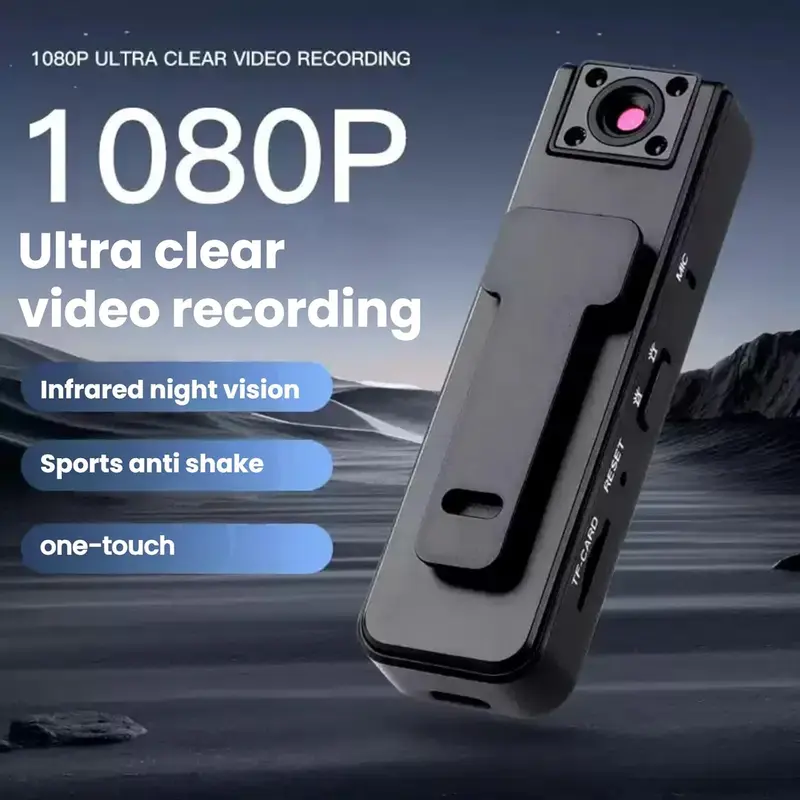 Wearable Body Worn Digital Camcorder - Portable Rechargeable Vlogging Gear, 16G SD Card, SD Slot, 1080p HD Audio-Video Recording, 180° Rotating Lens, Night Vision, Motion Detection, Loop Rec, Aerial Camera Compatibility, for Hiking, Surfing