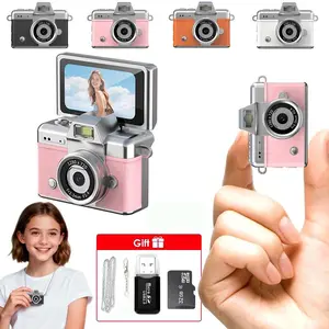 Mini Keychain Digital Camera – Pocket-Size Camera 1080P HD with 1MP Lens, Flash & 0.96" Screen, 32G Card & Charging Cable Included, Retro Vlog Camera for Travel, Concerts, Kids & Instant Party, Sparkling Rose Gold