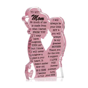 Letter Pattern Acrylic Plaque, 1 Count Creative Gift for Mom, Mom Birthday Gift, Son To Mom Gift, New Mom Gift, Home Decor, Desktop Ornament, Signs