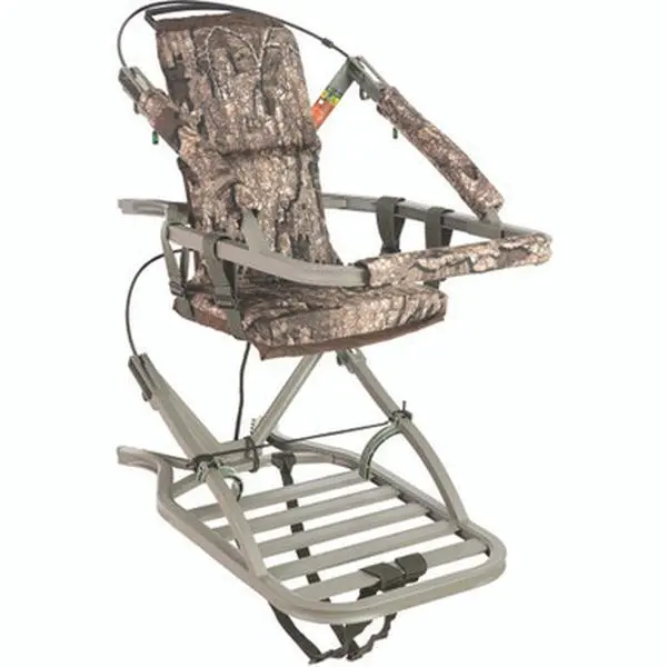 Summit Viper SD Climbing Stand for Hunters with Dead Metal Dampening, 20"x36" Platform, Steel Cables & Easy Sit and Stand Climbing, Unisex, Adjustable, Backrest, Aluminum, Rail, Platform Frame, Arm Pads, Climber Tree Stand