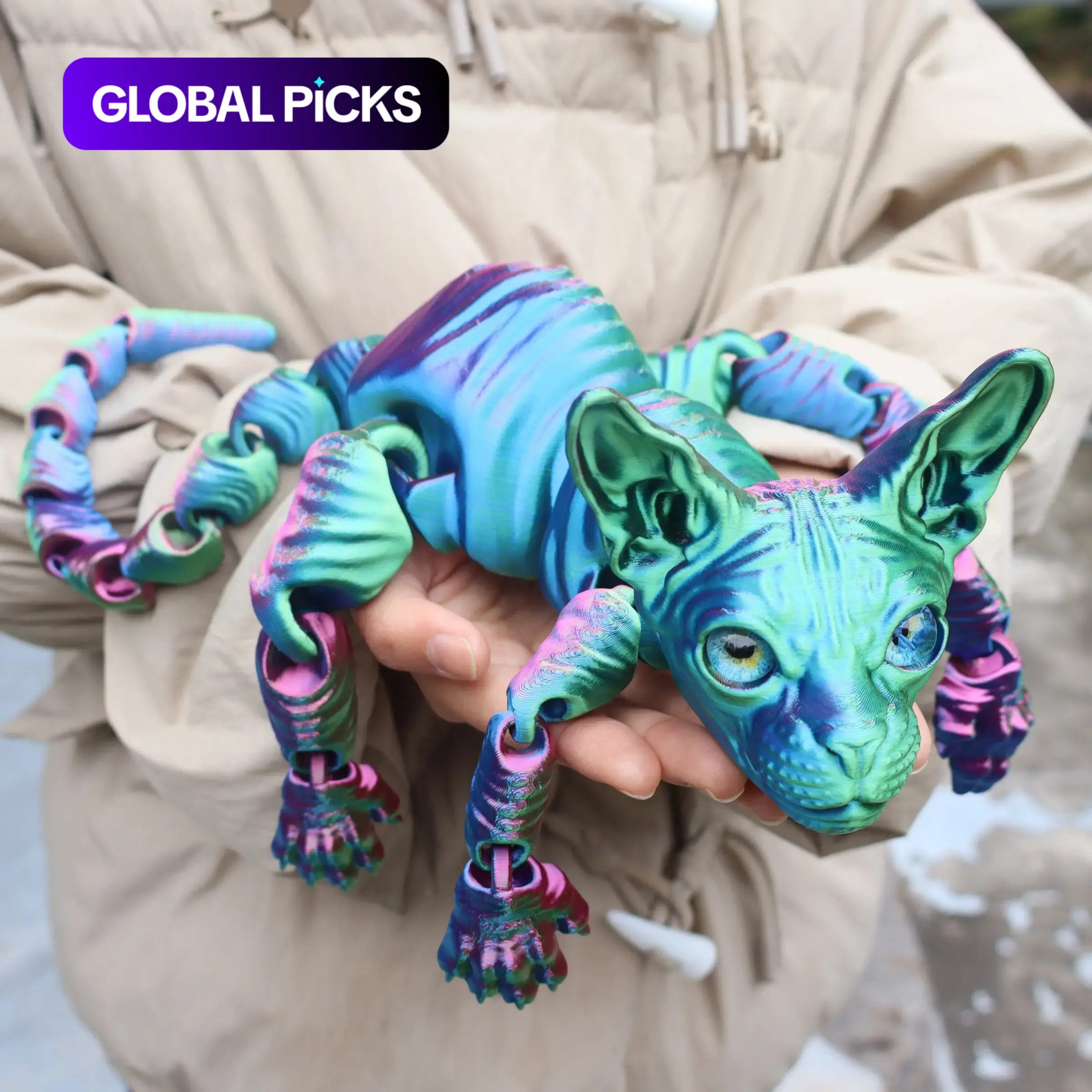3D Cat Statue, Decorative Statues, Colorful Articulated Cat Figurine for Home Decor and Collecting, Perfect Birthday or Holiday Gift #GLOBAL PICKS