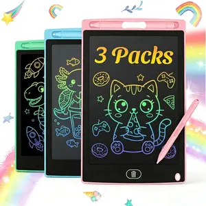 Kids LCD Writing Tablet 3 Pack - No-Mess Rainbow Doodle Boards for Toddlers 3-8 | Mess-Free, Reusable Drawing Pads with Lock & Erase Button - Perfect Travel Toy & Birthday Gift for Boys & Girls