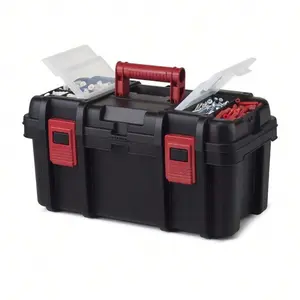 HOME - 16-Inch Toolbox, Plastic Tool And Hardware Storage, Black