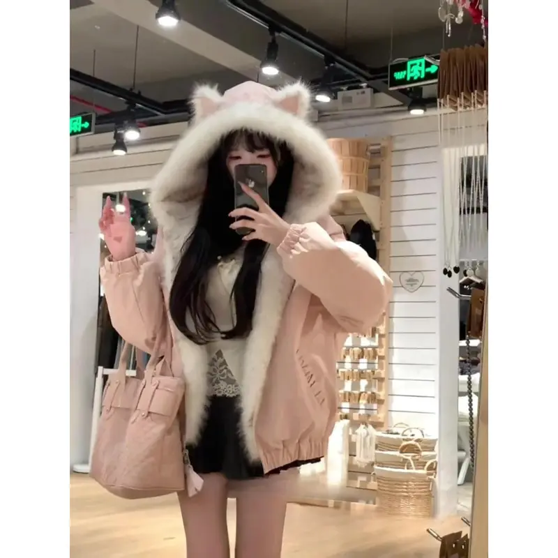 ジャケット・アウター wjk Archive Y2K Fur Hooded Puffer Jacket Apocket】y2k style fiqe fur design jacket outerwear AK0014 – HI-LANDER