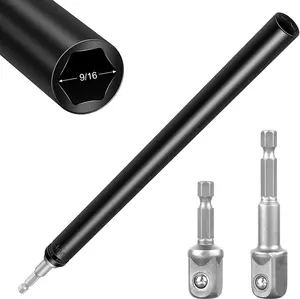 9/16"(14mm) Power Nut Driver Nut Runner Hollow Socket with 1/4" Hex Shank,Fit Long  and Ductwork Power Nut Driver for Overhead Fastening Applications Operations (10 Inch)