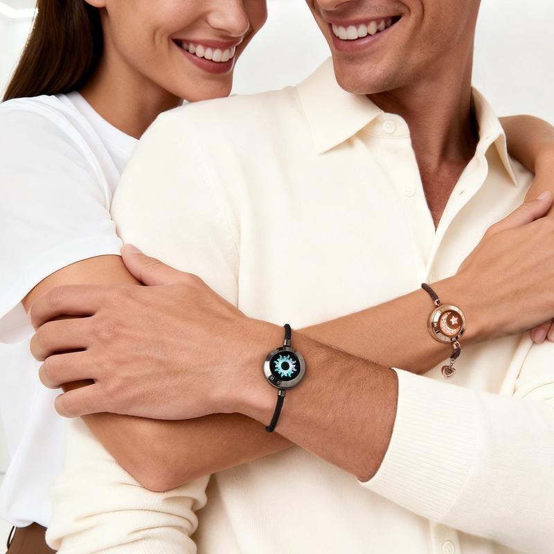 totwoo Long Distance Touch Bracelets with Sun&Moon Functional Love Connect Couple Gifts For Boyfriend or Girlfriend or your Family