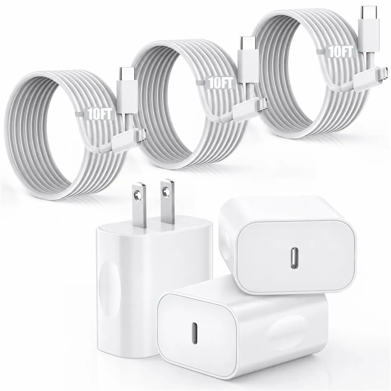 iPhone 14/13/12 Charger Fast Charging Type C Wall Charger Block with 2 Pack 10FT USB C to Lightning Cable for iPhone 14/13/12/12 Pro Max/11/Xs Max/XR/X,AirPods Pro, Smartphone, Cellphone