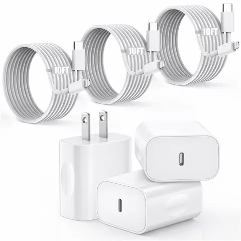 GSASUPJ Super Fast Charging Type-C Wall Charger Block with 2-Pack 10FT USB-C to Lightning Cables for iPhone 14/13/12/11/X Series, AirPods Pro, Mobile Phones (Compatible Chargers for iPhone Fast Charging)