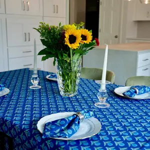 Blue Floral Tablecloth Table Linens Rectangular