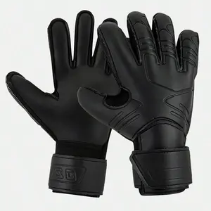 1 Pair Black Football Goalkeeper Gloves With Finger Protection, Anti-Slip, Durable For Adult Training Shin Guards