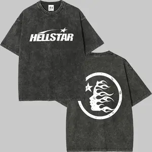 Hell Star DTG Vintage T Shirt 260G 100% Cotton Dark Edgy Streetwear Design Oversized Casual Summer Top Soft Breathable Gift Graphic Tee for Men Women