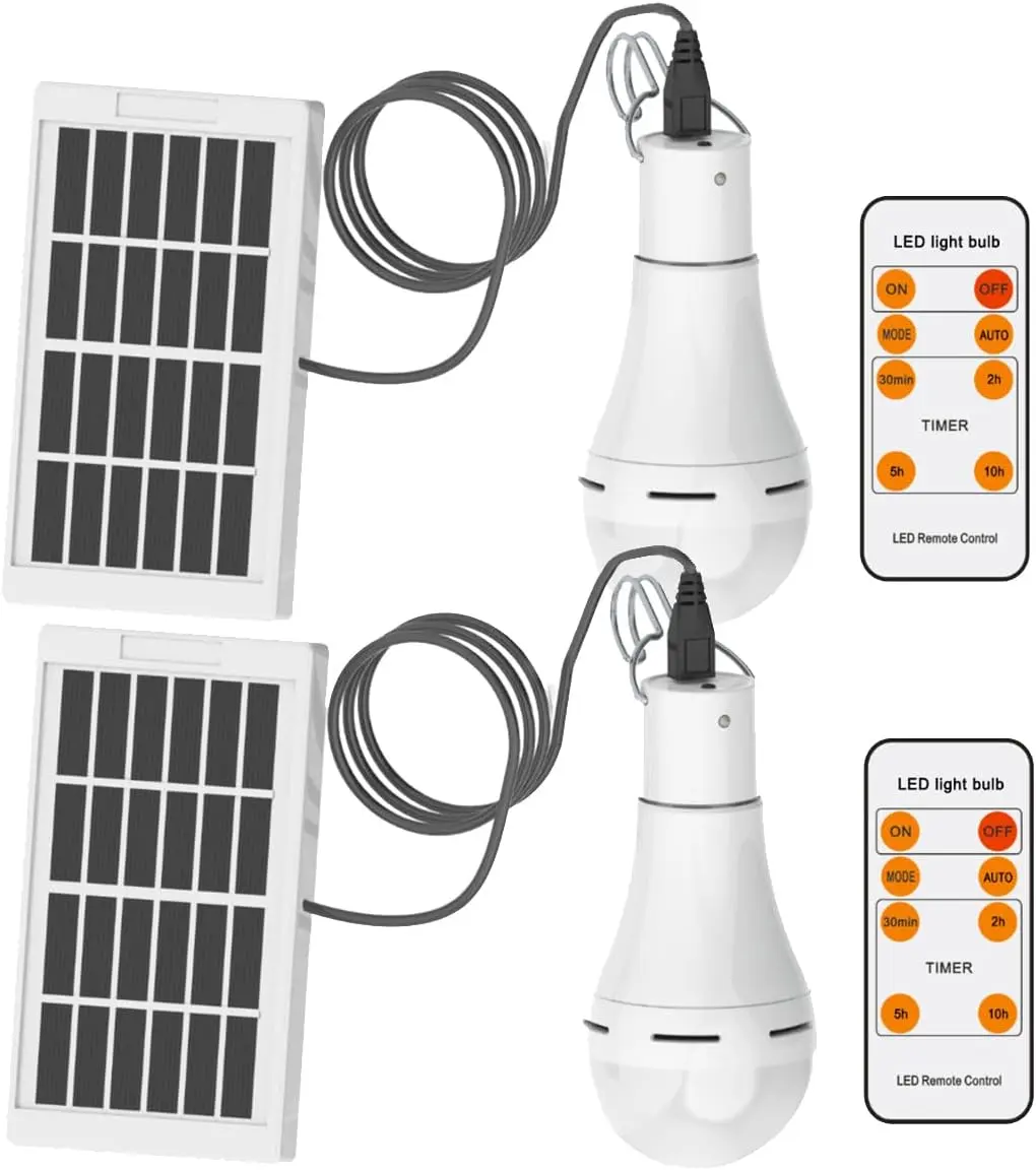 Solar Light Bulb Portable 350LM Solar Powered Camping Light Led Lantern Outdoor for Lamp Light Hiking Fishing Tent Indoor Shed Chicken Coop Hurricane Emergency with USB ChargeableGift.