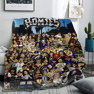 [homies Printed Flannel Blanket], Soft Multifunctional Nap Blanket & Small Throw, Creative Themed Patterns, Perfect Gift for Friends