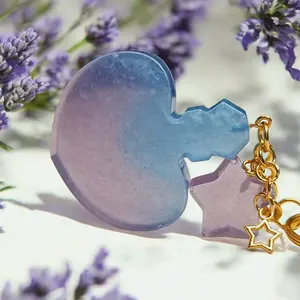 Heart Shaped Potion Bottle Keychain with Resin Star Charm