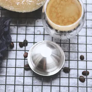 Caps compatible with VT stainless steel reusable coffee capsules, available in 70 mL and 230 mL sizes.