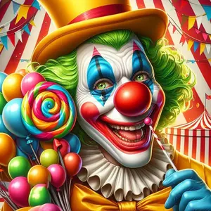 5D DIY Full Drill Round Diamond Painting - Diamond Art Kit Clown, Candy, Balloon Mosaic, Canvas - DIY Decorative Painting, Home Wall Decor, Perfect for Halloween, Christmas, Independence Day, Birthdays, and Anniversary Gifts