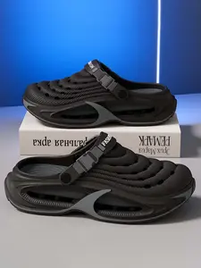 Men's Summer New Hole Shoes Eva Outdoor Casual Comfort Beach Sandals Thick Sole Height Increasing Slip-On Slippers Footwear Height Boosting Slippers