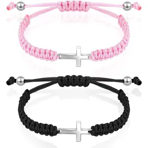 Friendship Bracelet Adjustable Braided Rope  Christian  Bracelets Matching Couple String Lucky Strand BFF Wristband for Women Men Boy Girls Easter Baptism
