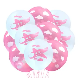 Malayan Products Pink Airplane Balloon Mix 12ct, Pink Clouds Party Event Decorations, 12in Standard Size