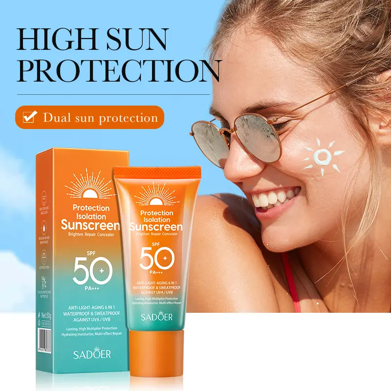 Sunscreen SPF 50, Sun Screen Protector For Face and Body, Broad Spectrum Sunscreen UVA/UVB Protection, Lightweight Non Sticky, Waterproof Sweatproof Long Lasting, No White Cast