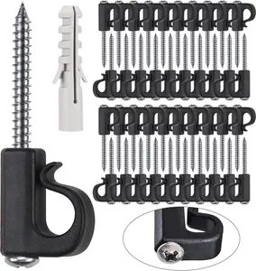 40 count Screw-in Hook Hanger for Christmas Lights, Outdoor Garden Hanging , String Wire, Cups, Kitchen Utensils, 4.8cm / 26lbs, Black