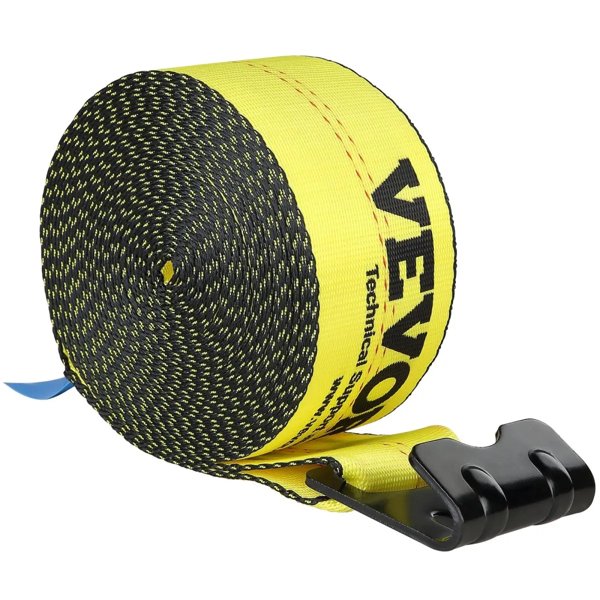Winch Straps, 4" x 30', 6000 lbs Load Capacity, 18000 lbs Break Strength, Truck Straps with Flat Hook, Flatbed Tie Downs Cargo Control for Trailers, Farms, Rescues, Tree Saver, Yellow (10 Pack)