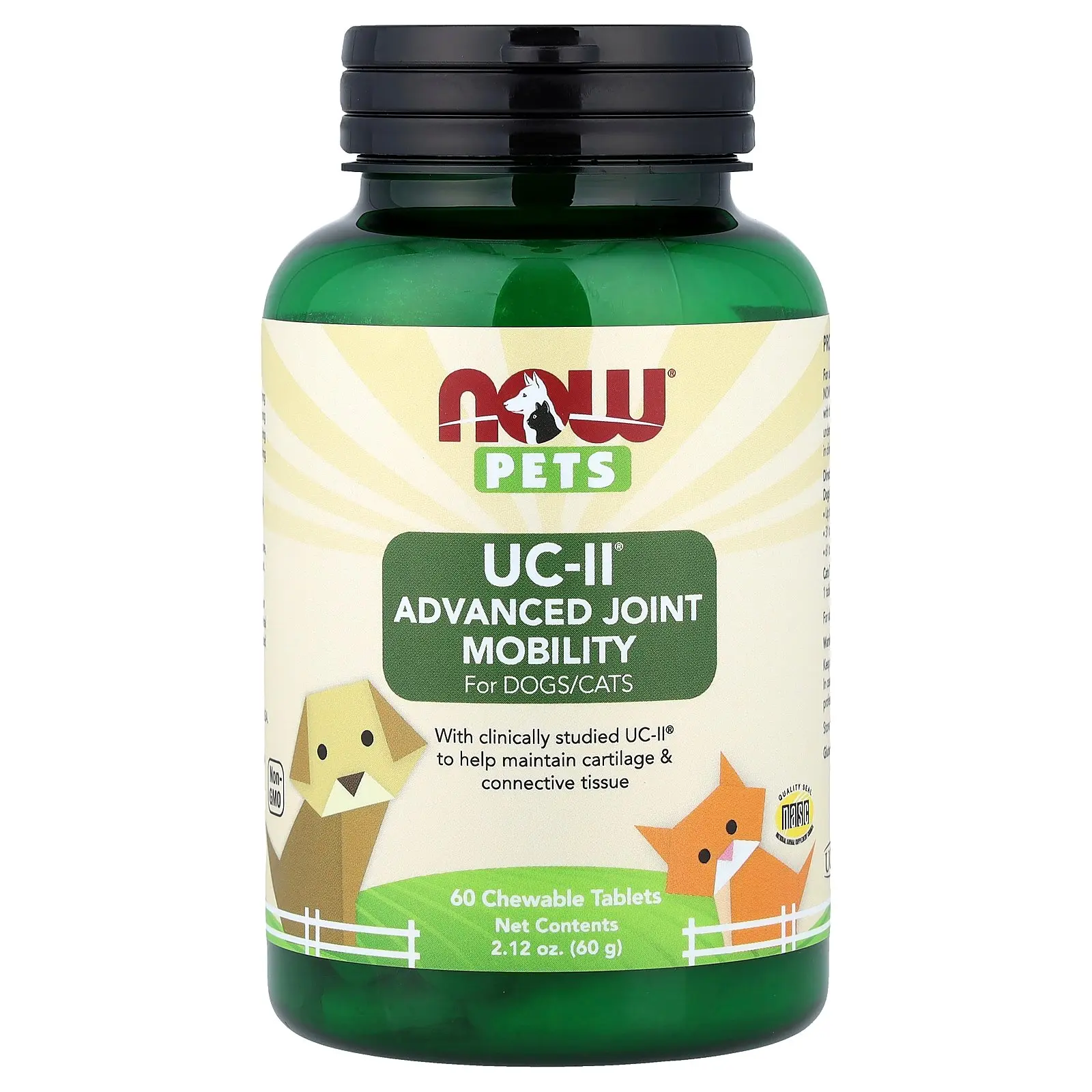 NOW Foods Pets, UC-II® Advanced Joint Mobility for Dogs/Cats, 60 Chewable Tablets, 2.12 oz (60 g)