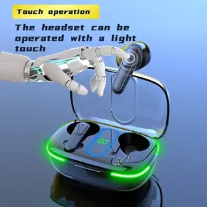 TWS Wireless Earbuds with LED Display, Touch Control, Semi-Open-Back Design, Condenser Mic, USB Charging, Rechargeable Lithium Battery, Non-Waterproof, for Gaming & Music, Compatible with iOS/Android - Adult