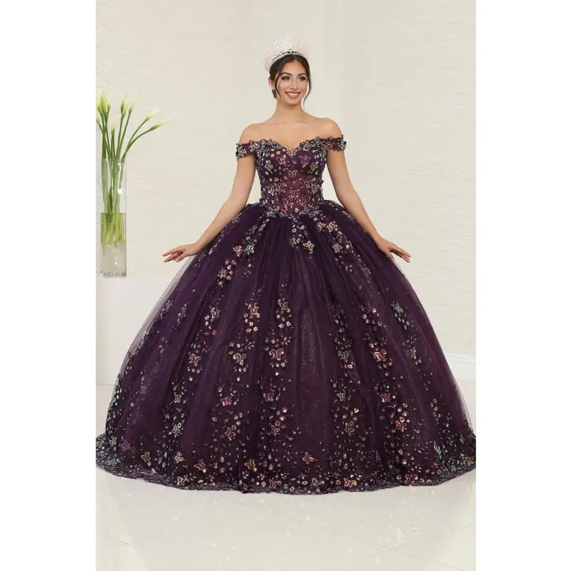Purple and gold quinceanera dress - TikTok Shop
