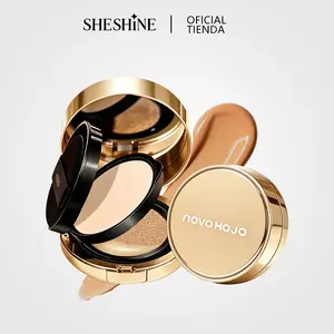 【I】SHESHINE NOVOHOJO-Cushion BB + Polvo Compacto 2-en-1 Base de Maquillaje con Protección Solar SPF 35+ y Ácido Hialurónico para Piel Radiante y Control de Brillo en 30 Segundos SHESHINE2002 Foundation