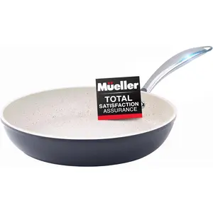 12-Inch Fry Pan, Heavy Duty Non-Stick German Stone Coating Cookware, Aluminum Body, Even Heat Distribution, No PFOA or APEO, EverCool Stainless Steel Handle, Grey