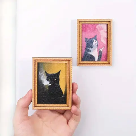 2pcs Cute Cat Refrigerator Magnets Adorable Black & White Cat Design with Pink Accents Durable Bamboo Material Perfect for Home Office Decor Holiday Gifts and Kitchen Accessories Cat Accessories