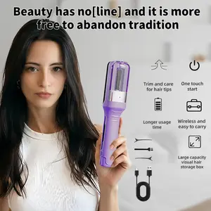 Wireless hair clipper, women's split hair clipper, wireless automatic split hair removal device, USB rechargeable portable, used for damaged hair care, removing split and broken hair, summer automatic split hair trimmer, including limited comb and hair cl