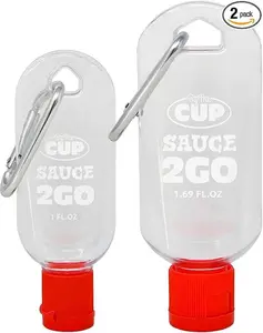 Sauce 2 Go Keychains 1.69 Fluid Ounce and 1 Fluid Ounce Empty Mini Sauce Bottles (Sauce Not Included)