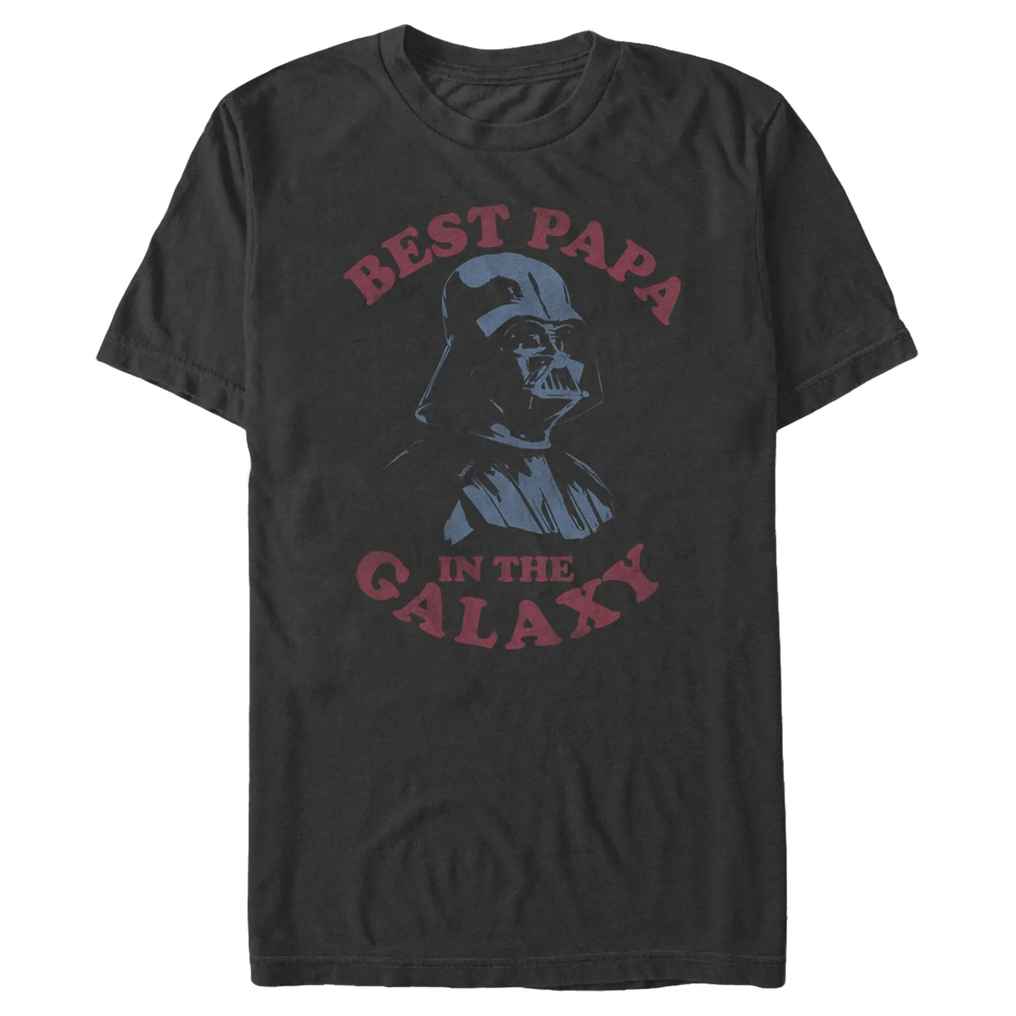 Men's Star Wars: A New Hope Darth Vader "Best Papa in the Galaxy" Stylish Casual Blue Short-Sleeve Apparel T-Shirt, Shortsleeve