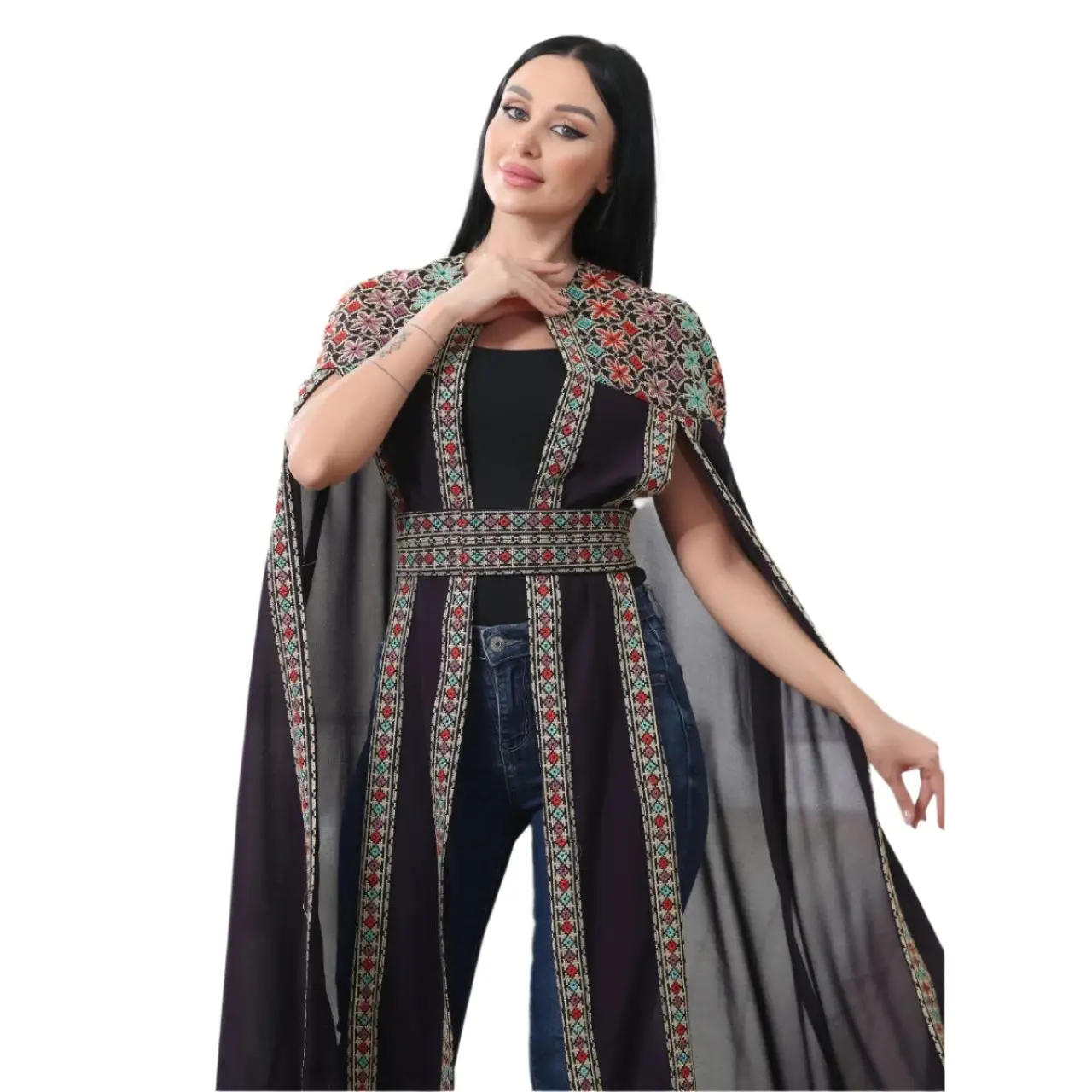 Multi-Color Embroidered Star Bisht – Elegant and Stylish Wardrobe Essential