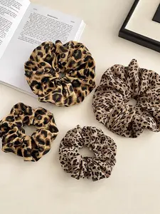 New Vintage Leopard Print Hair Tie Set, High-Quality Fabric Ponytail Holder, Fashionable Hair Accessory for Women, Pack of 2