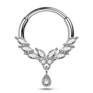 Oufer 16G Butterfly CZ Dangle Septum Ring