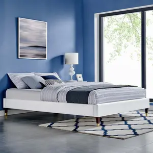 Modway Harlow Full Performance Velvet Platform Bed Frame in White