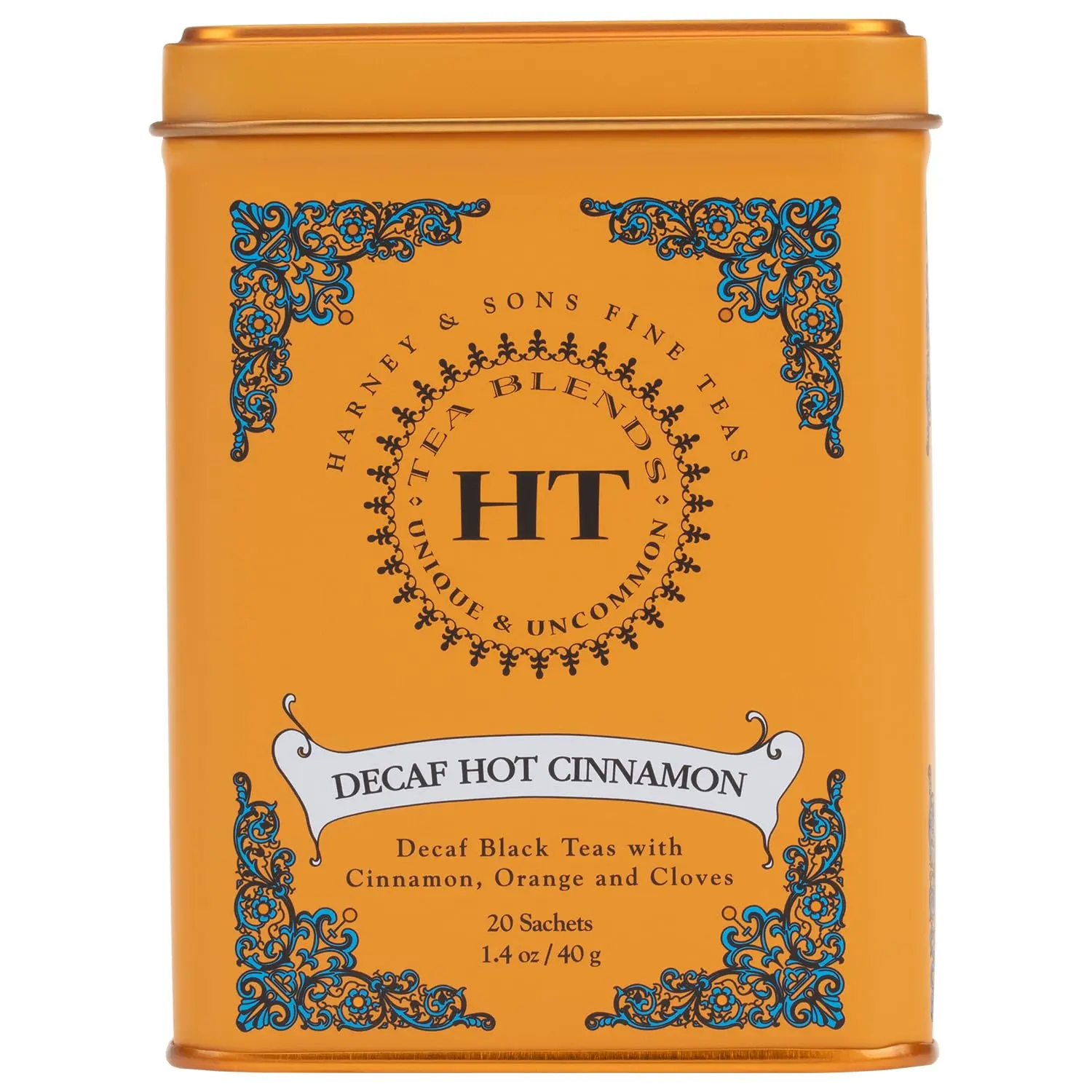 Harney and Sons Decaf Hot Cinnamon , Flavored Black 20 Sachets per Tin 1.4oz