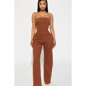 Mine For The Weekend Denim Jumpsuit - Cognac