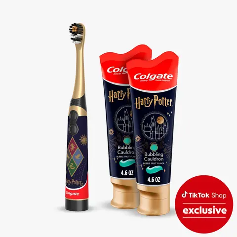 Colgate Kids Harry Potter Toothpaste and Toothbrush Set, Hogwarts House Bundle, Gryffindor, Slytherin, Hufflepuff, Ravenclaw, Fluoride Kids Oral Care
