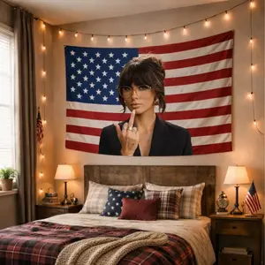 Ella singer Langley American Flag Tapestry - Pink Wall Hanging Decor for Fans, Music Room & Dorm