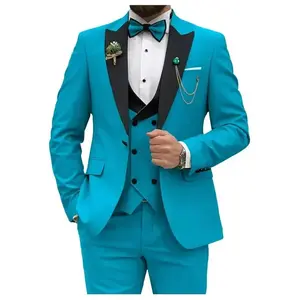 Slim Fit Men Suits  Groom Formal Business Male Blazer Set Peak Lapel Party Wedding Tuxedo (Jacket+Vest+Pants)