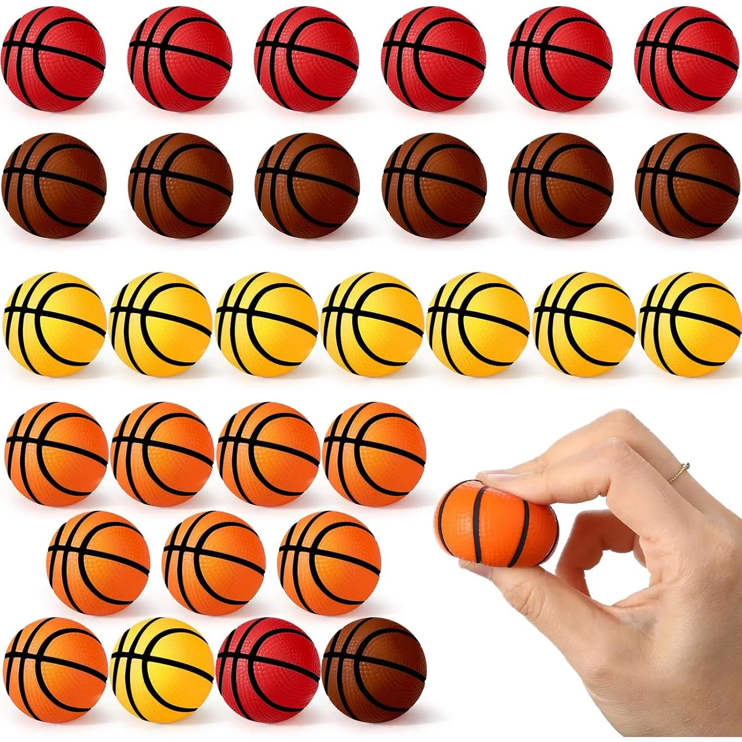 30 Pack 1.6" Mini Basketball  Ball Mini Basketball for  Small Foam Sports Ball Party Favor Small Squeeze   for School Carnival Goodie Bags