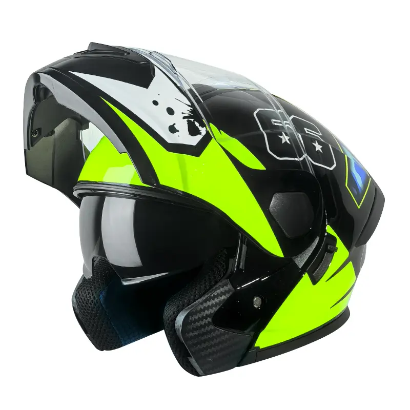 3 4 retro motorcycle helmet flat green GLX GX623 Youth ATV/Dirt Bike Helmet Combo  GLX Helmets