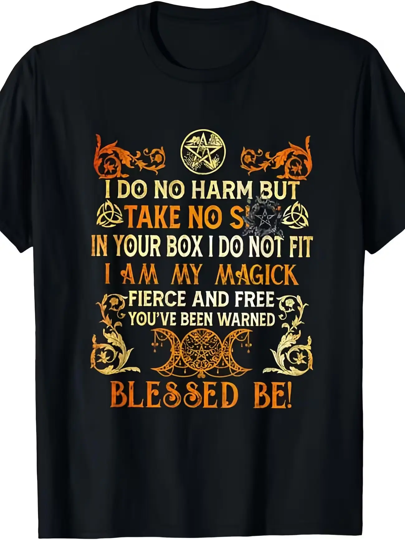 Do No Harm Be Witchy Wiccan Vintage T-Shirt - Soft Breathable Wiccan Symbol Graphic Tee, Unisex for Men & Women, Loose Fit Casual Shirt for Pagan, Witchcraft & Casual Attire, Machine WashableUnisex Mens&womens 2026 Round Neck Regular Fit Couple