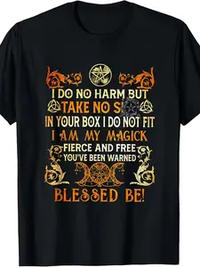 Do No Harm Be Witchy Wiccan Vintage T-Shirt - Soft Breathable Wiccan Symbol Graphic Tee, Unisex for Men & Women, Loose Fit Casual Shirt for Pagan, Witchcraft & Casual Attire, Machine WashableUnisex Mens&womens 2026 Round Neck Regular Fit Couple